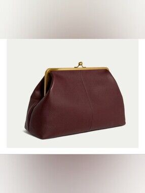 American Leather Grace Oversized Kisslock Clutch Claret